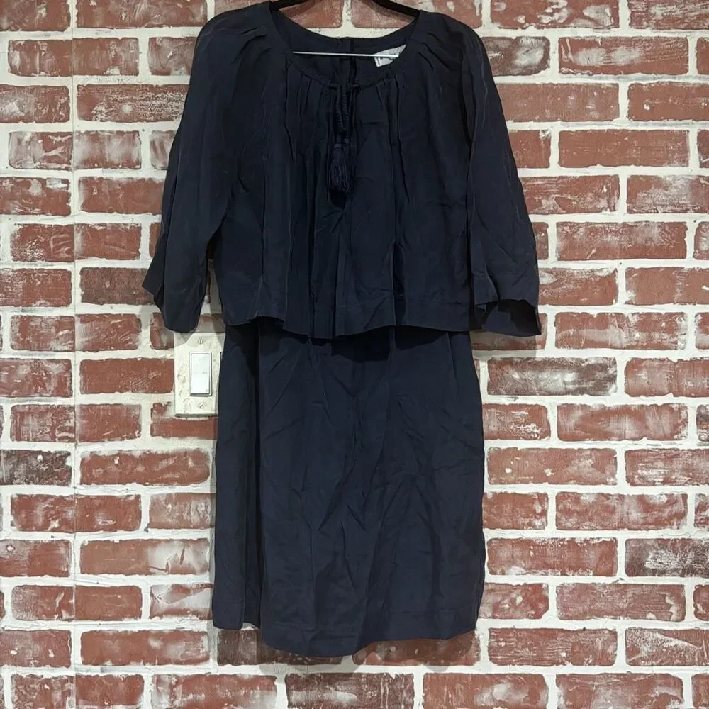 Apiece Apart Chimayo Bi-Level Casual Dress Navy Blue Size 4 Womens - Picture 1 of 8